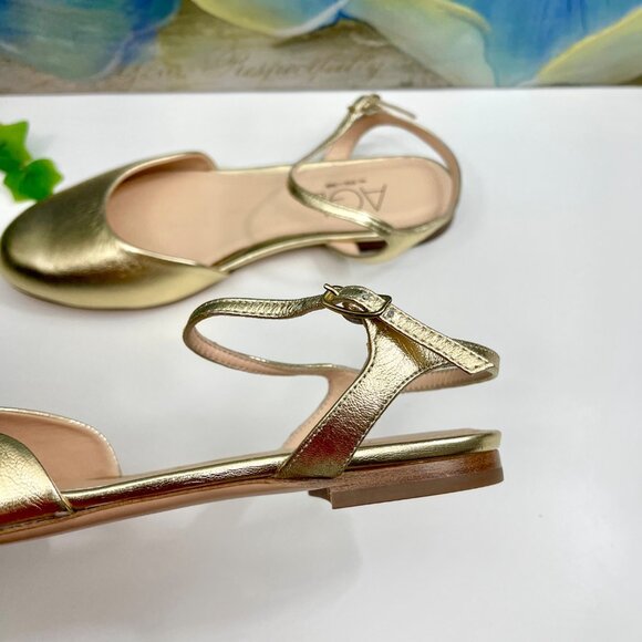 AGL Milly Ankle Strap Slingback Flats Gold Size  36.5 /US 6.5 - Picture 10 of 13
